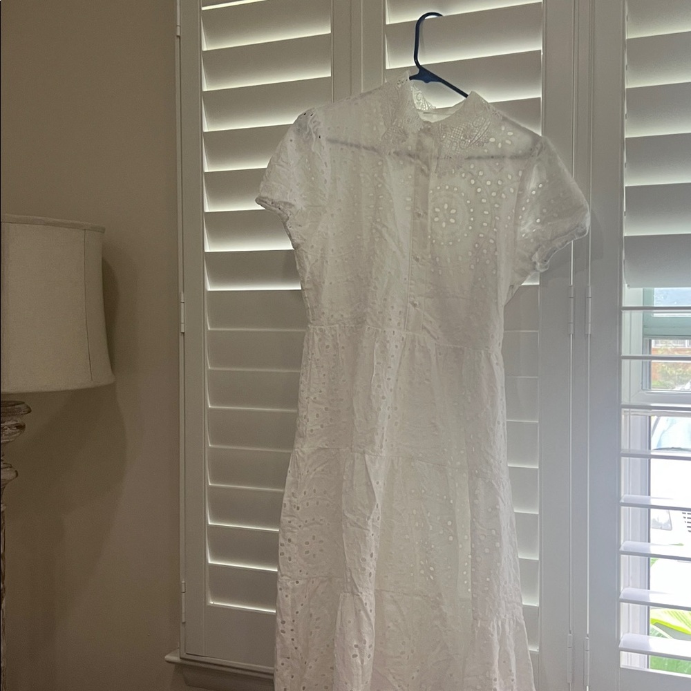 White Eyelet Short Sleeve Dress